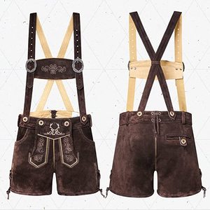 Pantalon en cuir pour femme, style Trachten, personnalisé, haute qualité, longueur moyenne, élégant, Lederhosen traditionnel bavarois, collection 2026 - Product Image 2