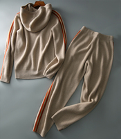 Nouveau modèle Sweat à capuche côtelé et pantalon de jogging en cachemire pour femmes