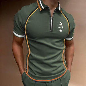 Nueva llegada personalizada algodón poliéster hombres camisetas impresas manga corta cremallera Polo camisa - Product Image 2