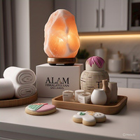 Lampe de sel de l'Himalaya naturelle certifiée GMP, 2-3 kg, écologique, faite à la main, avec cordon électrique, ampoule en forme de fleur, Feng Shui, animal, ange, décoration intérieure