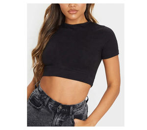 Nuevas últimas camisetas cortas Camisetas Mujer Cliente Impresión logo Camiseta alta Recortada Camiseta Lisa para mujer - Product Image 1