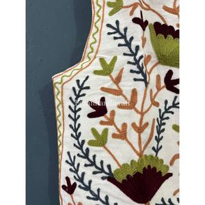 <b>Women's</b> Floral Embroidery Cotton Short Vest Party Wear Open Stitch Winter <b>Waistcoat</b> with Inside Fabric <b>for</b> Winter Accessories - Product Image 2