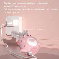 Brosse à dents électrique sonique en forme de U pour enfants, brosse à dents automatique rechargeable en silicone à 360 degrés, dessin animé