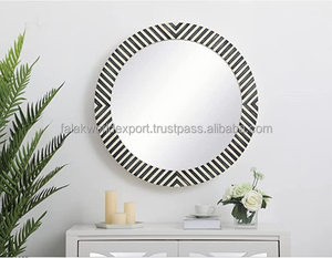 Espejo de pared con incrustaciones de resina redonda moderna, Material de madera con patrón ovalado para cocina, decoración del hogar, exportado desde Falak World Export - Product Image 2