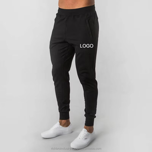 Pantalones de hombre de algodón sólido personalizados, pantalones de chándal ajustados con cordón para correr, pantalones de chándal ajustados para hombre, ropa deportiva para correr y gimnasio - Product Image 5
