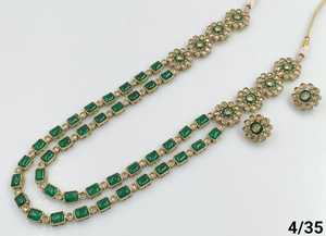 DERNIÈRE ANTIQUE TRADITIONNEL ET À LA MODE PLAQUÉ OR UNCUT AD FANCY LONG COLLIER BOUCLES D'OREILLES ENSEMBLE DE BIJOUX POUR FEMMES - Product Image 2