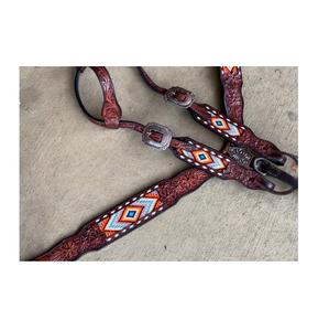 Ensemble de harnais et collier de poitrail en cuir marron de qualité supérieure avec boucle ardillon de créateur, motif floral, pour l'équitation HORZE - Vente chaude - Product Image 3