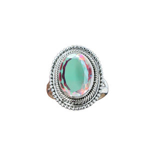 Bague en quartz Aura Ange de créateur, argent sterling 925, forme ovale 10x14mm, bijou bohème, pierre précieuse, pour femmes, anniversaires - Product Image 5