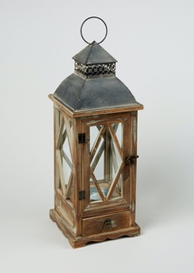 Rustic Chic Modern Art Unique <b>Tall</b> Wooden Lantern Set with Natural Wood Top | Handmade Christmas Indoor/Outdoor Home Decor - Product Image 3