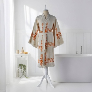 Peignoir en coton turc imprimé au bloc, motif estampé à la main 10, Kimono - Product Image 4