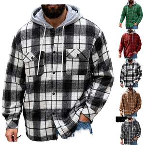 เสื้อแจ็คเก็ตผู้ชายลายตารางผ้าคอร์ดูร่ากันน้ำติดกระดุม |   เสื้อแจ็คเก็ตแบบไม่มีปก สไตล์เสื้อเชิ้ต ผ้าเนื้อนุ่ม |   ซิปแบบกำหนดเองสำหรับผู้ผลิตอุปกรณ์ดั้งเดิม (OEM) - Product Image 1