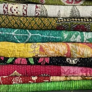 100% organique Mulmul Vintage Kantha coton couette doux et confortable motif solide fait à la main en Inde lin jette 55*85 pouces - Product Image 1