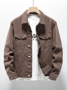 Veste en jean décontractée unisexe à manches longues, respirante, neutre, unie, streetwear, vêtement d'extérieur avec boutons sur le devant, teinte unie - Product Image 3