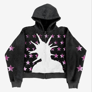 Veste camouflage délavée à l'acide personnalisée, streetwear, sweat-shirt et sweat à capuche surdimensionné en molleton français 100% coton pour hommes - Product Image 6