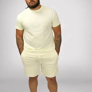Ensemble chemise et short de sport à la demande des clients survêtement 100% tissu de coton conception personnalisée OEM logo personnalisé d'été - Product Image 5