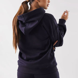 Sudadera con Capucha Larga de Felpa de Alta Calidad, Estilo Urbano, Cuello Alto, Tejida, Personalizable, de Algodón, para Mujer - Product Image 6