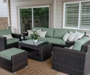 Ngoài trời mây vườn đồ nội thất đặt ngoài trời sofa Set sofa/wicker tổng hợp poly PE mây