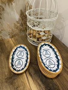 Bandeja Ovalada de Ratán y Cerámica para Servir Alimentos y Bebidas, Fabricada en Vietnam por KingCraftViet - Product Image 6