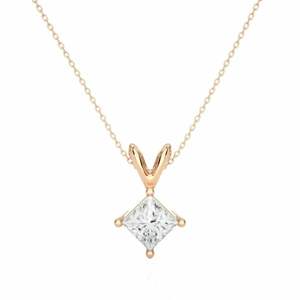 Colgante Solitario con Diamante Corte Princesa de 4 Puntas para Mujer - Product Image 6