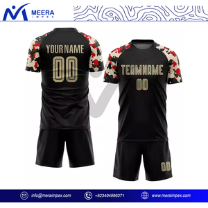 Uniforme de football avec logo personnalisé, maillot de football par sublimation couleur noir et rouge, dernier design, uniforme de football de marque - Product Image 2