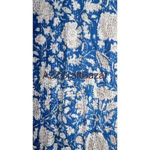 Robe longue à cordon de serrage à col en V à imprimé floral en coton 100% pour femmes Douce et respirante Fabriquée au Rajasthan - Product Image 3