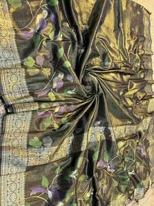 Sari Paithani de Organza con Tejido de Seda, Borde con Bordado Zari y Pallu para Mujeres Indias - En Existencia - Product Image 2