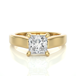 Bague de fiançailles personnalisable en diamant de laboratoire CVD taille princesse, or blanc, jaune ou rose 10K, 14K, 18K, 22K, pour mariage ou fête - Product Image 6