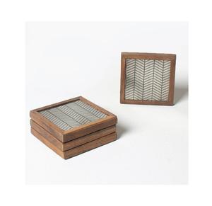 Indian Handcrafted Decorative Solid Wood Made Tea Serving Platter <b>Table</b> Top Wooden Coaster Custom Wood <b>Round</b> <b>Mats</b> Pads - Product Image 2