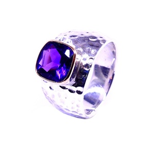Texture Style Argent Sterling 925 Charme Bijoux À La Mode Fournisseur En Gros Améthyste Gemme Anneaux Unisexe - Product Image 1