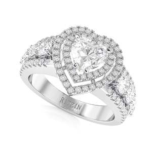 แหวนหมั้นเพชรสองชั้นรูปหัวใจสำหรับผู้หญิง - Product Image 4