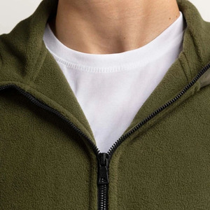 Sweat à capuche en polaire de coton pour hommes hiver lourd 100% coton polaire solide conception doublure Streetwear zip-up - Product Image 5