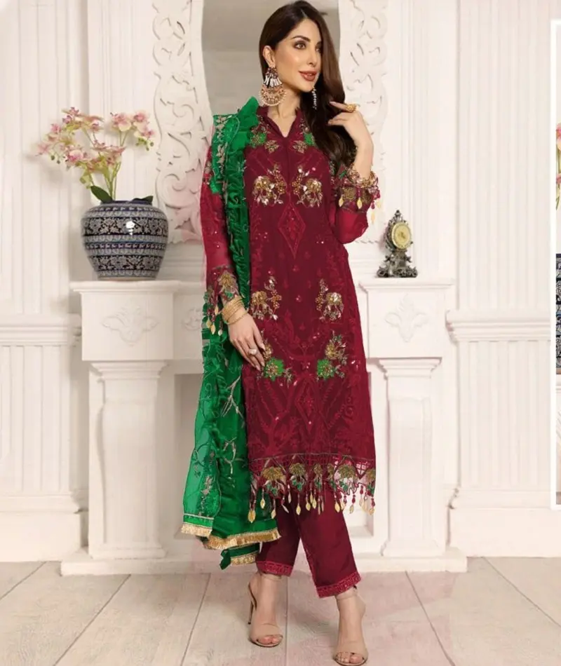 Salwar kameez de style pakistanais avec travail lourd avec prix de gros et meilleure qualité indien Georgette Salwar Kameez Suit
