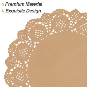 Sets <span class=keywords><strong>de</strong></span> <span class=keywords><strong>table</strong></span> ronds en <span class=keywords><strong>papier</strong></span> <span class=keywords><strong>kraft</strong></span> brun avec dentelle, jetables, rustiques, pour la nourriture, les gâteaux, l'artisanat, les fêtes, les mariages, la décoration <span class=keywords><strong>de</strong></span> <span class=keywords><strong>table</strong></span> - Product Image 2