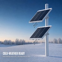 Système d'alimentation solaire empilé 200W, 2 panneaux mono TOPCon 100W avec batterie LiFePO4 50Ah 12.8V intégrée, hors réseau