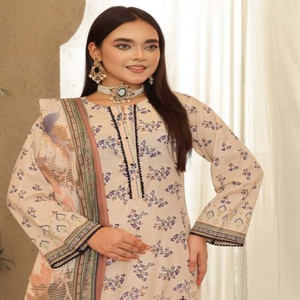 ชุดเดรสปากีสถานชุดเสื้อผ้า3ชิ้นทำจากผ้าฝ้ายแฟชั่นอินเดีย Kurti Salwar Kameez - Product Image 4