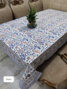 Nappe élégante en 100% coton imprimée à la main, motif floral, artisanal traditionnel, fait à la main, couverture de table élégante - Product Image 4