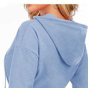 Custom <b>Women's</b> 345 GSM <b>Fleece</b> Crop Top Hoodie 100% Cotton Terry Fabric Lined Retro Plain Design with Letter <b>Pattern</b> - Product Image 2