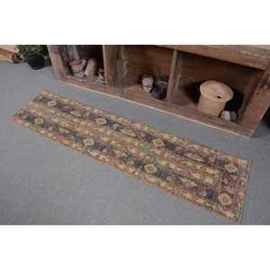 Alfombra turca marrón Vintage de 1,5x6,1 pies, estilo clásico, detalles Beige, área grande, Material de lana, Patchwork, rectángulo, pasillo, látex - Product Image 3