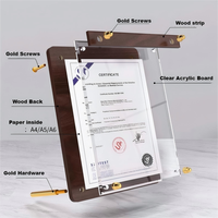 Support de menu de table en plastique couleur bois de noyer, présentoir de table en acrylique, vente en gros d'usine