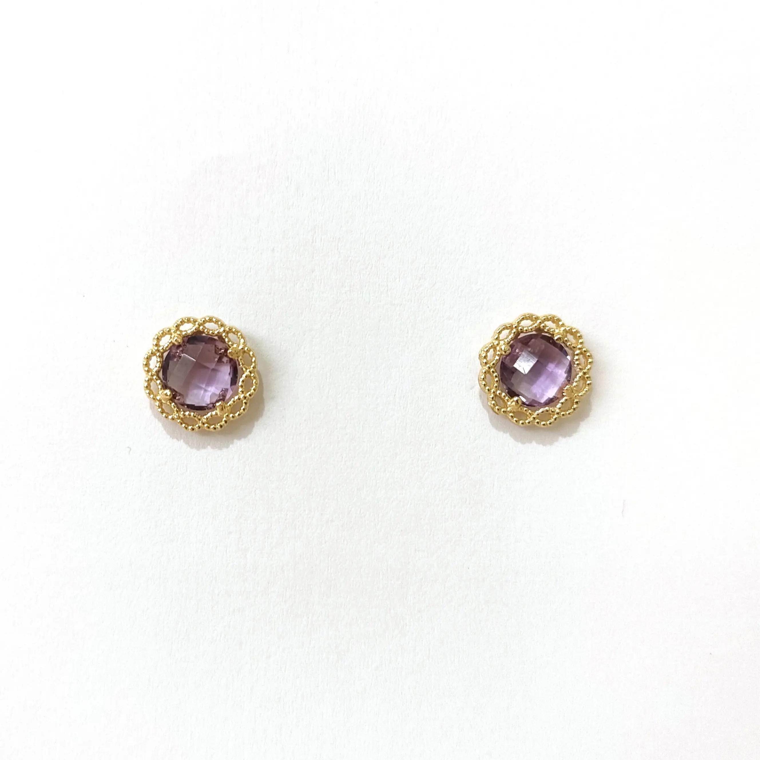 Allegra Precious Stone Earrings - 750 Yellow Gold with 6mm Natural Color Stones - Subtle Elegance