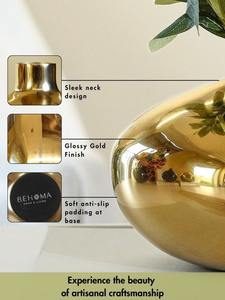 แจกันดอกไม้โลหะทรงกลมขัดเงาสีทองสวยงามอุปกรณ์ตกแต่งบ้านและห้อง - Product Image 3