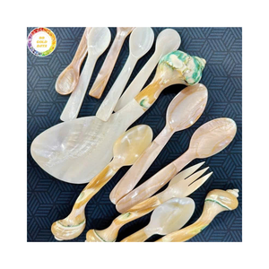 Cuillère en coquillage de qualité supérieure pour servir le caviar, petite cuillère en nacre, coquillage sculpté à la main, couverts d'exportation - Product Image 1