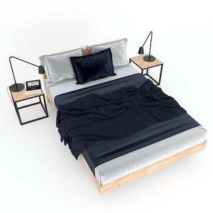Minimalist Square <b>Bedside</b> <b>Table</b> TDG68027 Rubber Wood with Iron Frame ACacia for Home Bedroom Furniture for Apartment Use - Product Image 2