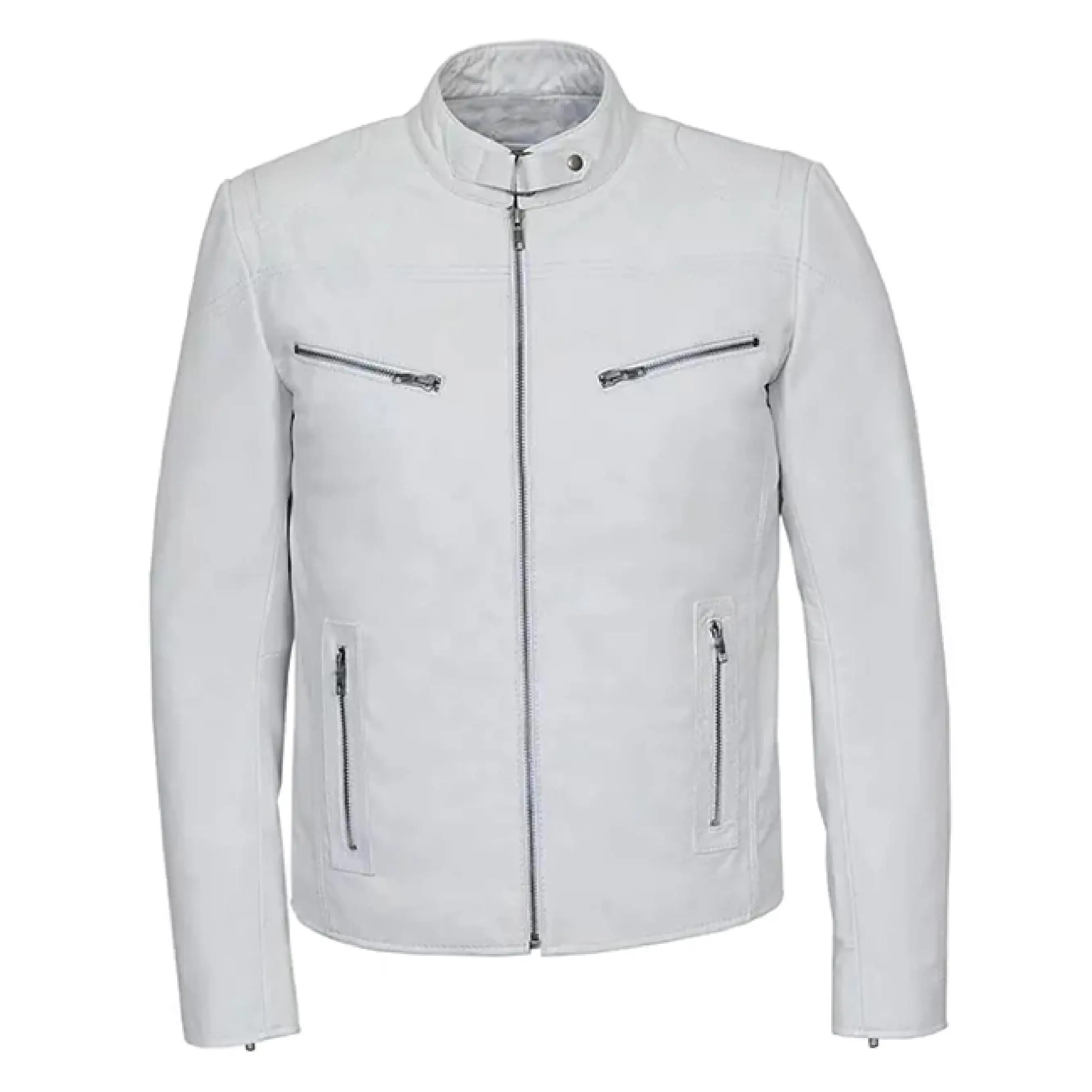 OEM Stylish Pure white Leather Jacket For Men, Custom Color Leather Men's Jacket Custom Leather Jackets