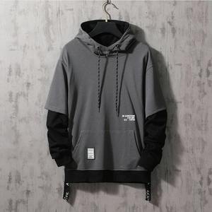 <b>Men's</b> Casual Hip Hop Winter Pullover <b>Hoodie</b> New Colorblock Patchwork Design 100% Cotton Woven Sweatshirt Set - Product Image 1