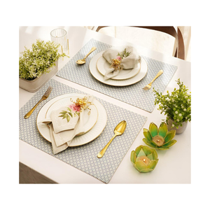 Napperon carré en coton GOTS gris minimaliste, certifié, lavable, tissé, pour mariage, usage domestique, uni teint - Product Image 3