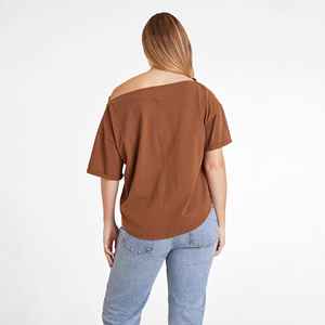 Venta al por mayor de camisetas de manga corta de las mujeres personalizadas de cuello redondo Unisex 100% algodón mujeres fuera del hombro camisetas - Product Image 2