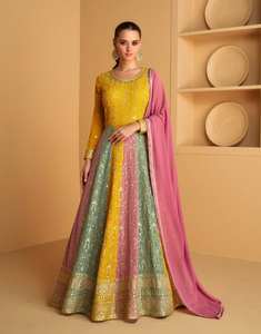 Lehenga de imitación tradicional india con trabajo de hilo, ropa de boda pesada, Lehenga Choli para mujer - Product Image 1