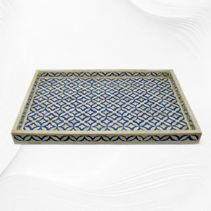 Plateau de service à thé en os incrusté, design moderne de haute qualité, multifonctionnel, forme rectangulaire, sur mesure pour mariage et maison - Product Image 1