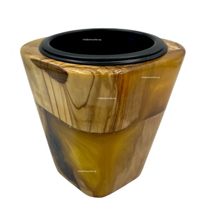 Brûleur de Bakhoor islamique moderne Boîte d'encens en résine et bois marron artisanal avec diffuseur d'aromathérapie pour parfum de maison - Product Image 4